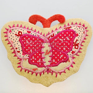 Fair Trade Pocket Mirror - Butterfly - Pink