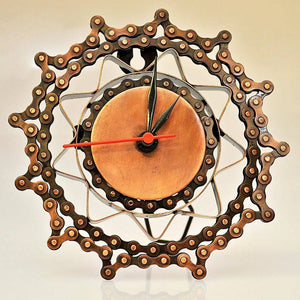 Fair Trade Recycled Bicycle Chain Clock - Sun