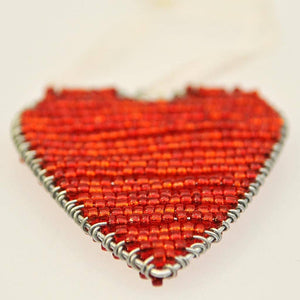 Fair Trade Red Wire Beaded Heart