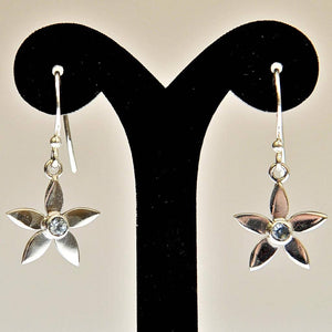 Fair Trade Silver Earrings - 5 Petal Flower with Stone