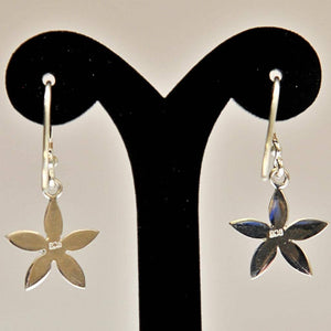 Fair Trade Silver Earrings - 5 Petal Flower with Stone