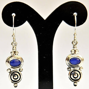 Fair Trade Silver Earrings - Blue Stone & Circle