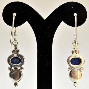 Fair Trade Silver Earrings - Blue Stone & Circle