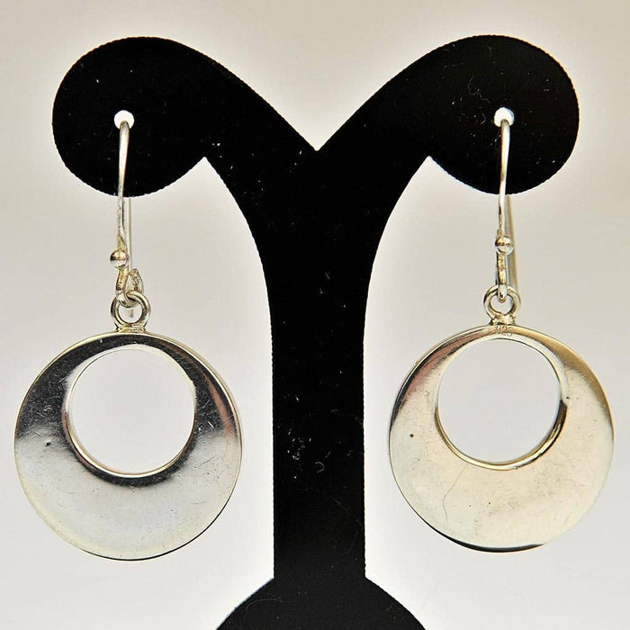Fair Trade Silver Earrings - Offset Open Circle (WSL)