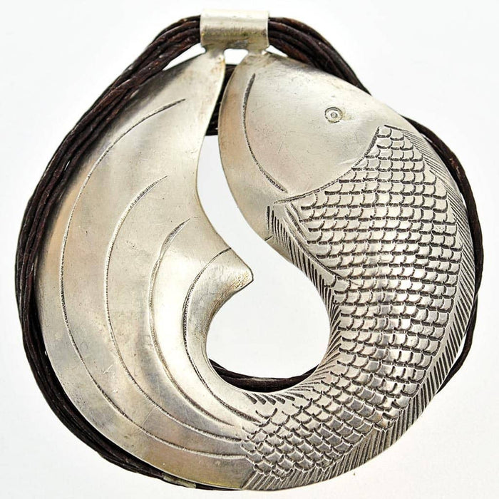 Fair Trade Silver Fish Pendant on a Cord w/Extension Chain