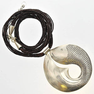 Fair Trade Silver Fish Pendant on a Cord w/Extension Chain