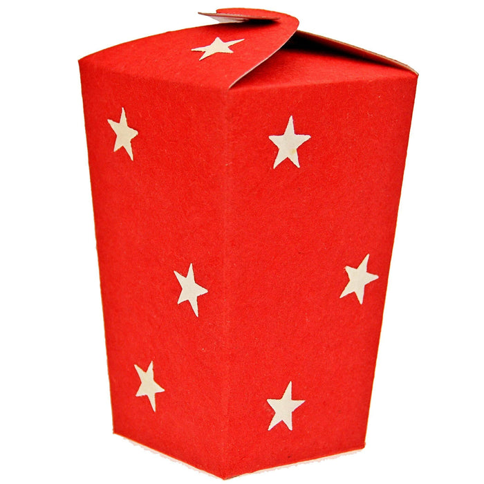 Fair Trade Small Handmade Paper Gift Box - Red With White Stars (WSL)