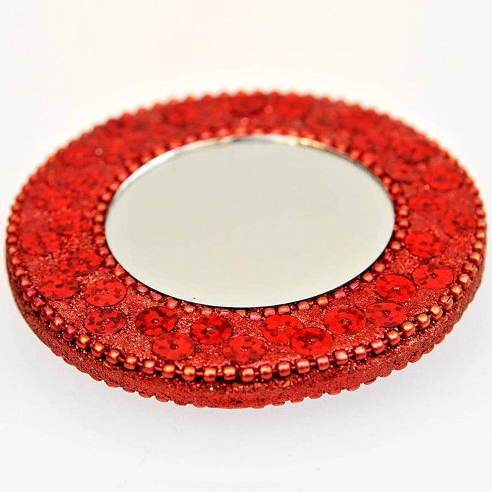 Fair Trade Small Sparkly Mirror - Red (WSL)
