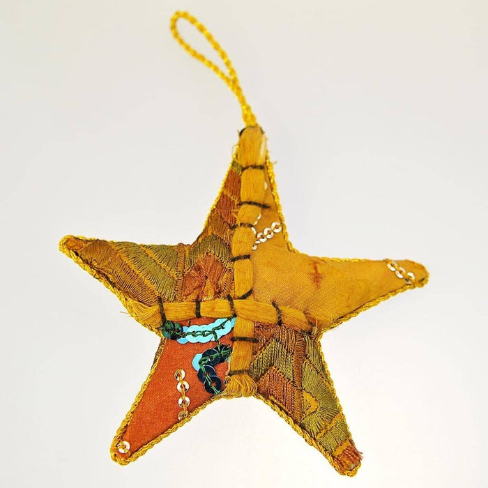 Fair Trade Tree Decoration - Sari Star - Gold (WSL)