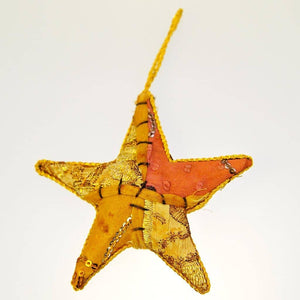 Fair Trade Tree Decoration - Sari Star - Gold