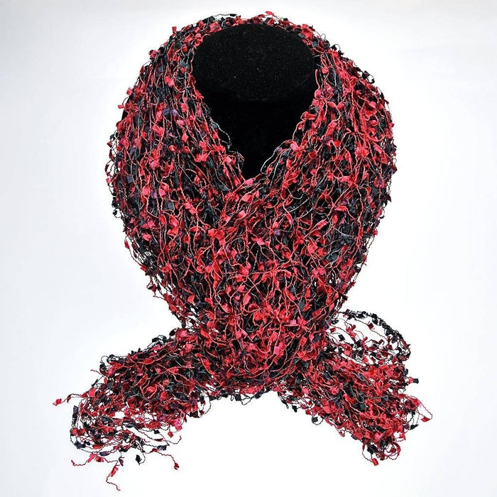 Fair Trade Unusual 'Net' Scarf - Red / Black