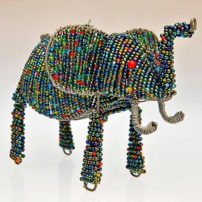 Fair Trade Wire Beaded Elephant Sculpture (WSL)