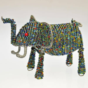 Fair Trade Wire Beaded Elephant Sculpture