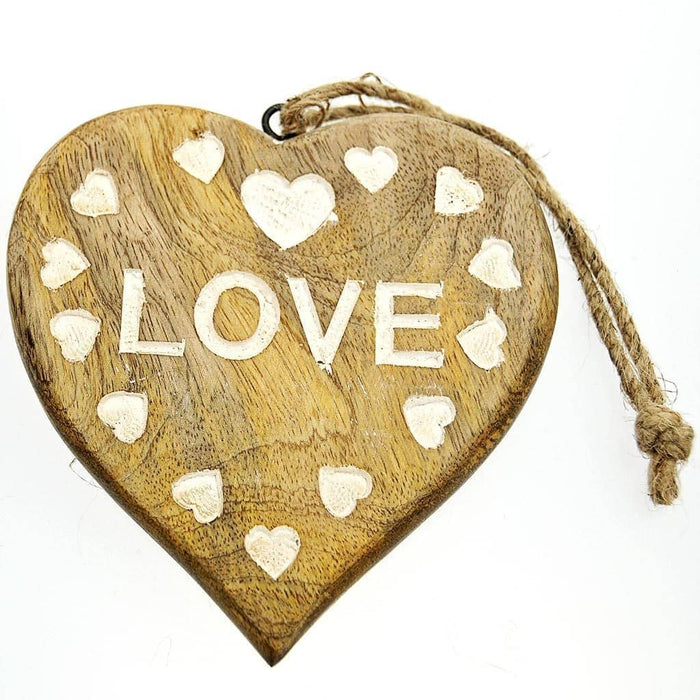 Fair Trade Wooden Heart Plaque - Love (WSL)