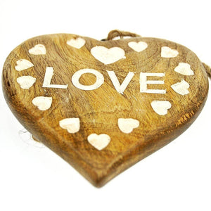 Fair Trade Wooden Heart Plaque - Love