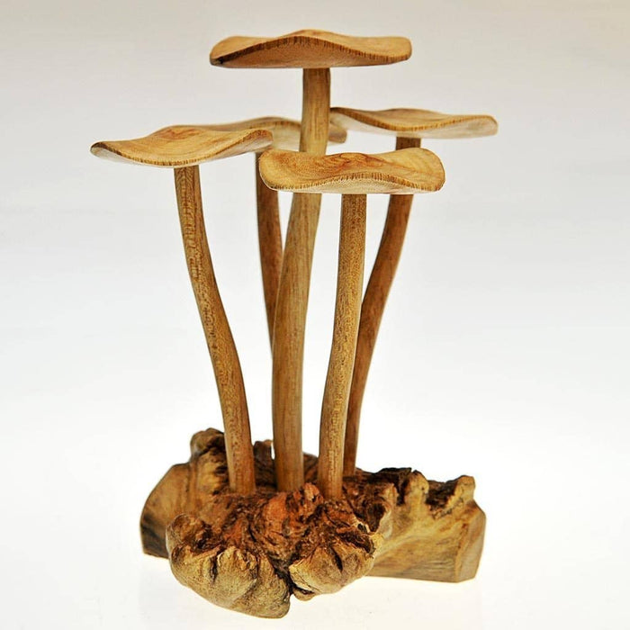 Fair Trade Wooden Sculpture - Five Mushrooms