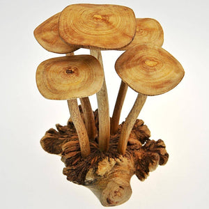 Fair Trade Wooden Sculpture - Five Mushrooms