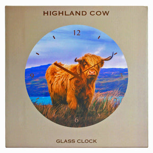 Highland Coo Glass Clock