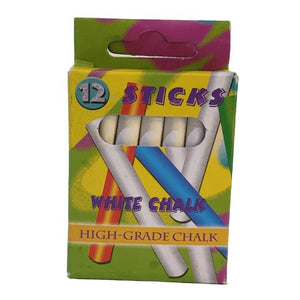 Pack of 12 Sticks of White Chalk
