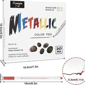 Pack of 20 Metallic Coloured Brush Pens