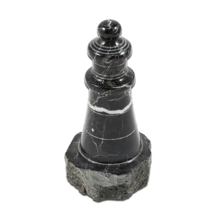 Small Black Polished Zebra Stone Lighthouse (Boxed)
